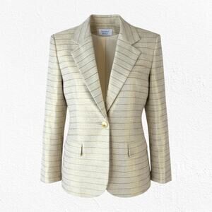 Vintage 80s Giancarlo Ferrari Gold Metallic Silk Blazer Made in USA Size Medium
